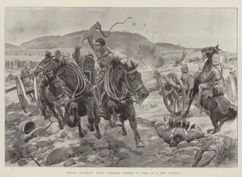Vor Ladysmith, Artillerie eilt, um eine neue Position einzunehmen