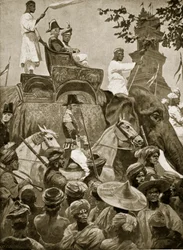 Britische Truppen betreten Singapur, 1824, Illustration aus 