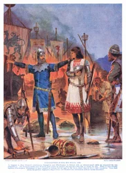 Fitz-Stephen verbrennt seine Schiffe, 1169 n. Chr., 1920er Jahre