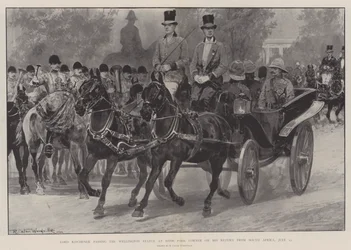 Lord Kitchener passiert die Wellington-Statue am Hyde Park Corner bei seiner Rückkehr aus Südafrika, 12. Juli