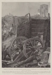 Roberts im Aufstand, der junge Leutnant von einer Kanonenkugel in Batterie Nr. 2 vor Delhi niedergeschlagen