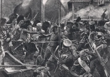 Die 42. Highlander vertreiben die Franzosen aus Elvina, Illustration aus 