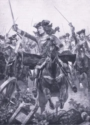 Der Herzog von Marlborough in der Schlacht von Oudenarde, 11. Juli 1708, Illustration aus Britische Schlachten zu Land und zu Wasser, 1915