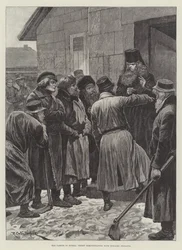 Die Hungersnot in Russland, Priester ermahnt wütende Bauern