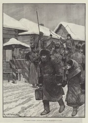 Die Hungersnot in Russland, Überprüfung der Pässe am Eingang zu einer Stadt