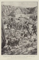 Der Aufstand an der indischen Grenze, die Gordon Highlanders und Gurkhas stürmen den Dargai-Rücken