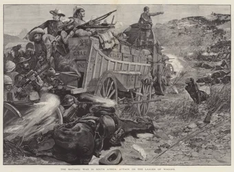Der Matabili-Krieg in Südafrika, Angriff auf das Wagenlager