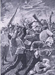 Die Verteidigung von Rorkes Drift, Illustration aus Britische Schlachten zu Land und zu Wasser, 1915