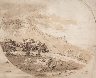 Ovales hügeliges Landschaftsbild