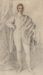 Porträt von George, 5. Herzog von Marlborough, mit Blenheim in der Ferne, 1817-21