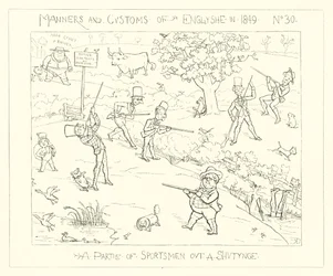1849, Eine Gruppe von Jägern auf der Jagd