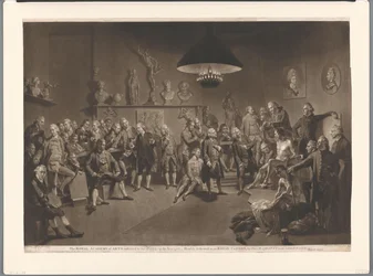 Mitglieder der Royal Academy im Interieur mit männlichem Aktmodell, 1768