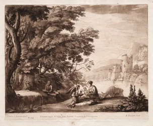 Liber Veritatis: Nr. 38, Die Ruhe der Heiligen Familie an einem Fluss, 1774