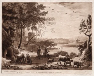 Liber Veritatis: Nr. 42, Eine Flusslandschaft mit einem Hirten und einer Hirtin und einer Herde von Rindern