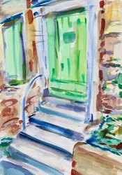 Grüne Tür und Fensterläden