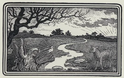 Der Wolf und das Lamm (Gravur)