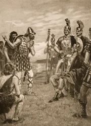 Agricola empfängt einen irischen König, Illustration aus „Die Geschichte der Nation“