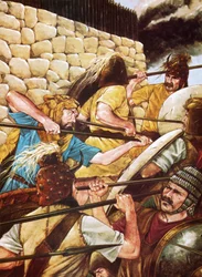 Mykenische Krieger im Kampf