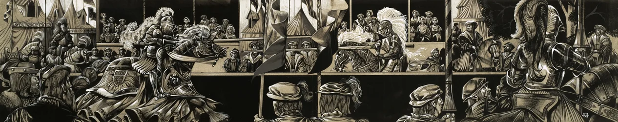 Panoramablick auf ein Ritterturnier