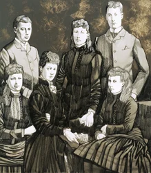 Prinzessin Alexandra von Dänemark, die Frau von König Edward, und ihre fünf Kinder