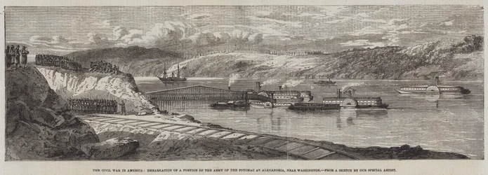 Der Bürgerkrieg in Amerika, Einschiffung eines Teils der Armee des Potomac in Alexandria, nahe Washington