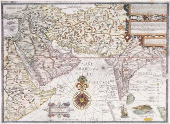 Eine Karte von Ostafrika, Arabien und Indien, 1598