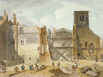 Ansicht des Abrisses des Savoy Palace, Westminster, London, 1820