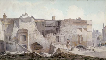 Ansicht der Ruinen eines Teils des Priorats der Heiligen Dreifaltigkeit, Aldgate, Stadt London