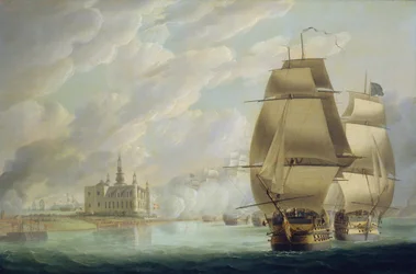 Nelson erzwingt die Passage des Sunds, 30. März 1801, vor der Schlacht von Kopenhagen