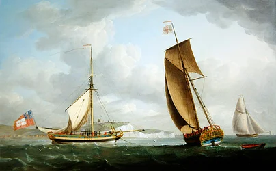 Die Yacht von Trinity House in zwei Positionen vor Dover