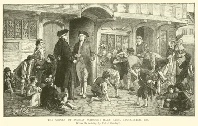 Der Ursprung der Sonntagsschulen, Hare Lane, Gloucester, 1780