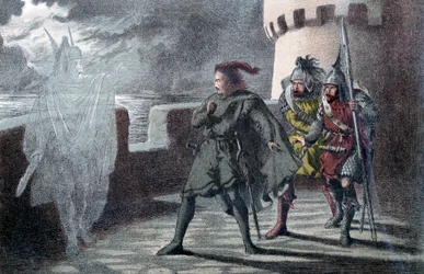 Hamlet sieht den Geist seines Vaters auf den Zinnen von Schloss Helsingör