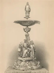 Das Mittelstück in Silber, das Geschenk Ihrer Majestät im Namen von HRH dem Prinzgemahl und der Königin