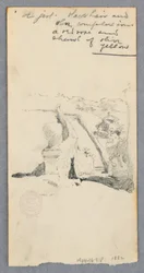 Blick von einem hohen Ort in die Stadt (recto); Frau mit Krug (verso), 1882