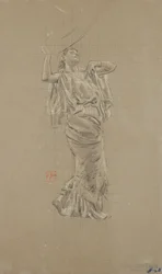 Studie einer weiblichen Figur für das Wandgemälde 