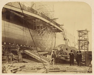 [Das Dampfschiff „The Great Eastern“ beim Bau in den Docks von Millwall]