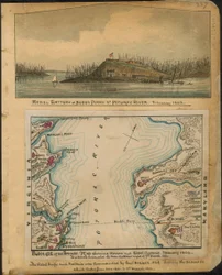 Blockade des Potomac. Karte der Union- und Rebellenbatterien Januar 1862