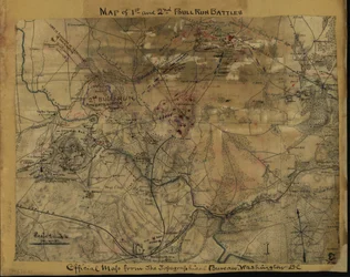 Karte der Schlachten von 1. und 2. Bull Run. Offizielle Karte vom Topographischen Büro, Washington, D.C.