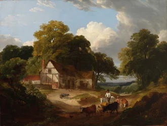 Bauernhofszene, spätes 18. - frühes 19. Jahrhundert