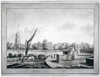Ansicht von Fulham vom White Lion Inn, Putney, London, 1783