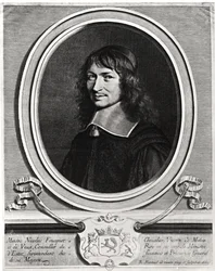 Porträt von Nicolas Fouquet (1615-80) 1662 (Stich) (s/w Foto)