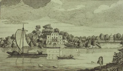Ansicht des berühmten Hauses von Mr. Pope in Twickenham, ca. 1750 (Stich)