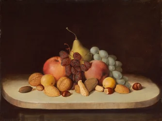 Stillleben mit Obst und Nüssen