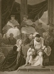Prozess der Ehe von Heinrich VIII., graviert von T. Holloway, Illustration aus David Humes 