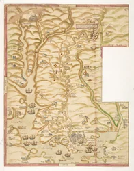Eine farbige Karte des Plymouth Harbour und des Landes bis nach Tavistock; möglicherweise gezeichnet von Robert Spry