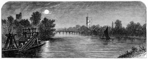 Putney Bridge und Kirche im Mondlicht, 1880