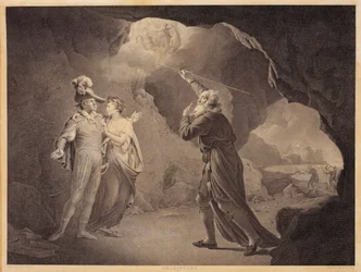 Prospero, Ferdinand und Miranda. Aus William Shakespeares "Der Sturm", 4. Akt, 1. Szene