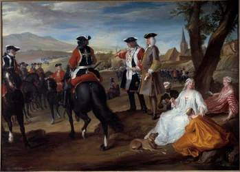 Parade Schwarzer Musketiere in der Ebene von Sablons. Gemälde von Robert Paul Ponce, genannt Robert de Séri (1686-1733), 1729. Maße: 1,06 x 1,47 m
