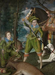 Henry Frederick, Prinz von Wales, mit Sir John Harington auf dem Jagdfeld