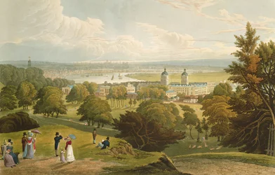 Ansicht von London vom Greenwich Park aus, veröffentlicht 1820 von Colnaghi und Co.
